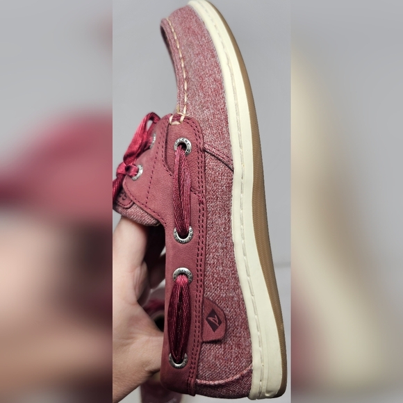 Sperry Womens Top-Sider Koifish Maroon Sparkle Chambray Boat Canvas Slip On Sz 6 - Picture 8 of 12